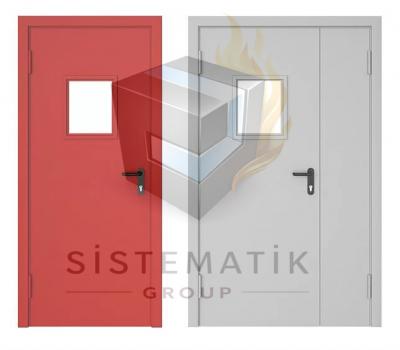 YANGIN KAPISI ÇİFT KANAT CAMLI