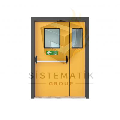 YANGIN KAPISI ÇİFT KANAT CAMLI